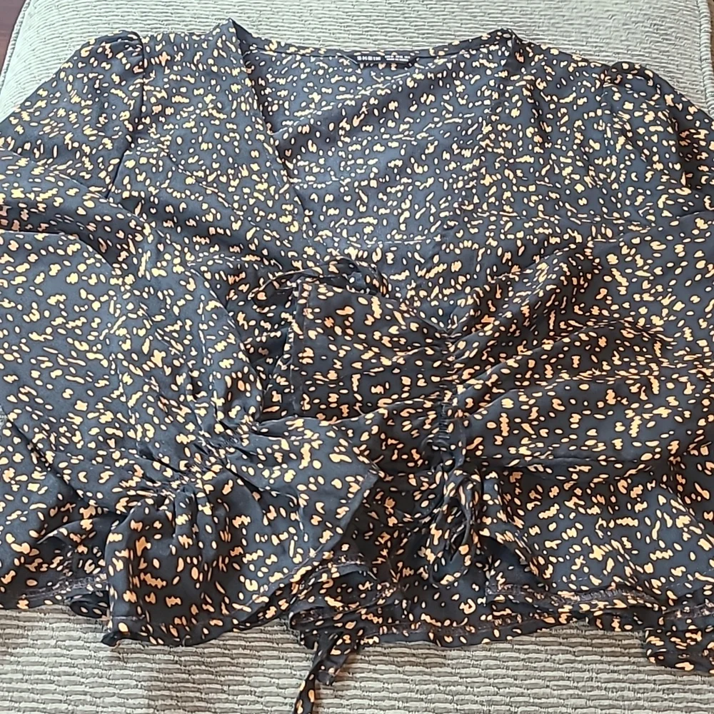 Shein Cropped Tie Front Peplum Blouse - Picture 13 of 13